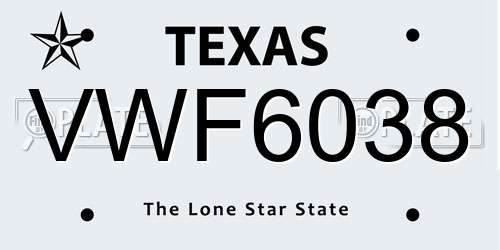 VWF6038 Texas License Plate