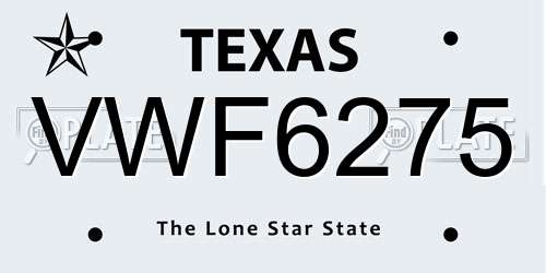 VWF6275 Texas License Plate
