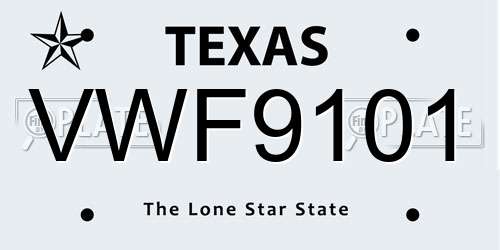 VWF9101 Texas License Plate