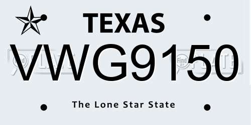 VWG9150 Texas License Plate