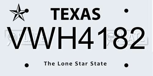 VWH4182 Texas License Plate