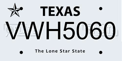 VWH5060 Texas License Plate