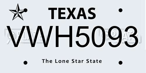 VWH5093 Texas License Plate