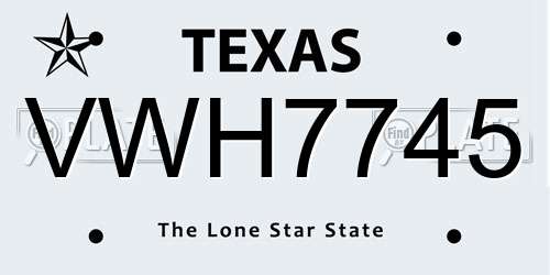 VWH7745 Texas License Plate