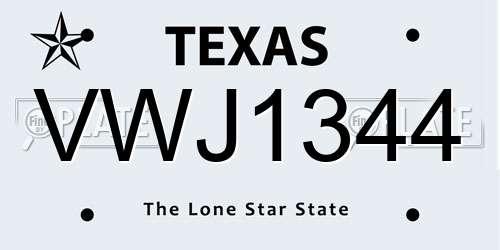 VWJ1344 Texas License Plate