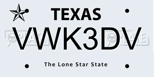 VWK3DV Texas License Plate
