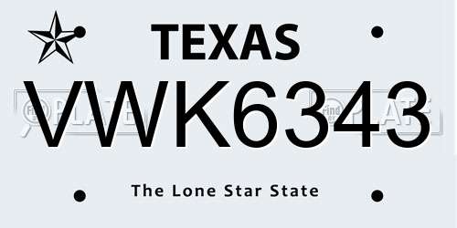 VWK6343 Texas License Plate