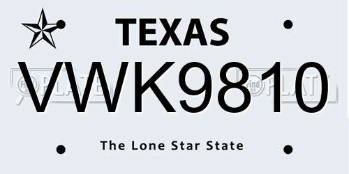 VWK9810 Texas License Plate