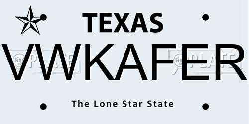 VWKAFER Texas License Plate