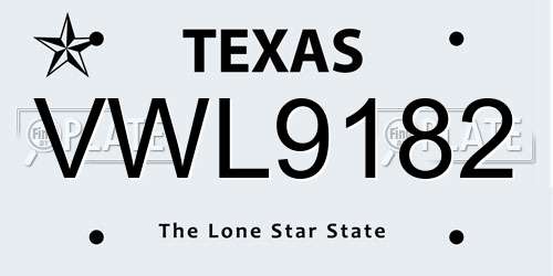 VWL9182 Texas License Plate