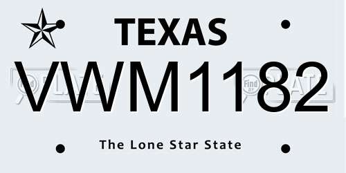 VWM1182 Texas License Plate