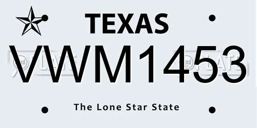 VWM1453 Texas License Plate