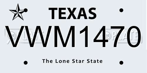 VWM1470 Texas License Plate