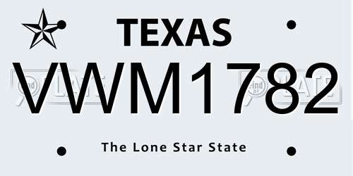 VWM1782 Texas License Plate