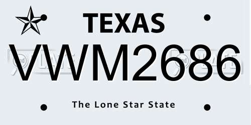VWM2686 Texas License Plate