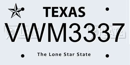 VWM3337 Texas License Plate