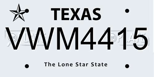 VWM4415 Texas License Plate