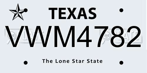 VWM4782 Texas License Plate