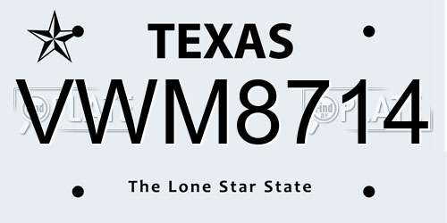 VWM8714 Texas License Plate