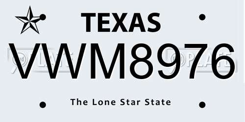 VWM8976 Texas License Plate