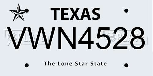 VWN4528 Texas License Plate