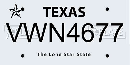 VWN4677 Texas License Plate