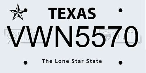 VWN5570 Texas License Plate