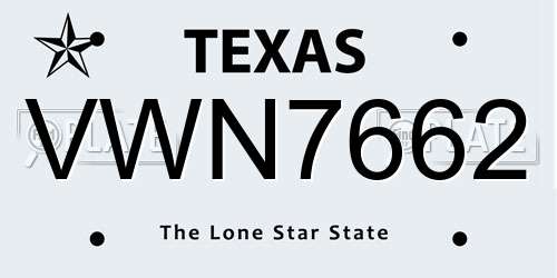 VWN7662 Texas License Plate