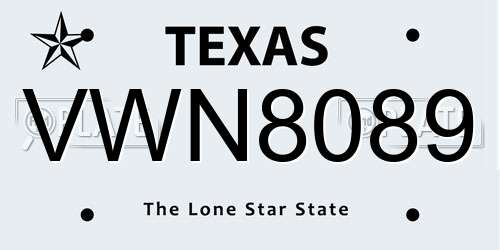 VWN8089 Texas License Plate