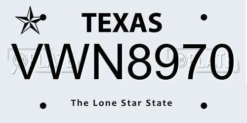 VWN8970 Texas License Plate
