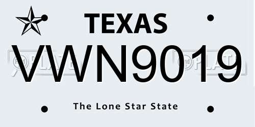 VWN9019 Texas License Plate