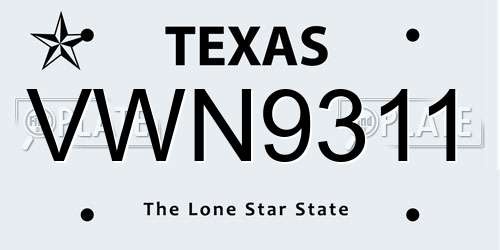 VWN9311 Texas License Plate