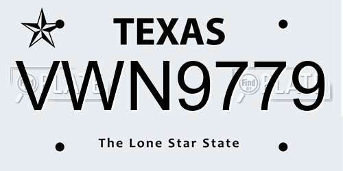 VWN9779 Texas License Plate