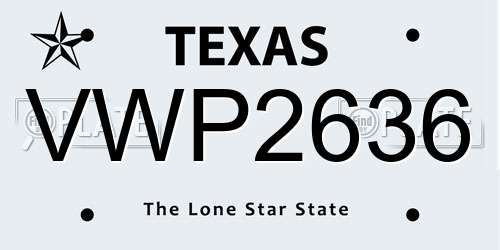 VWP2636 Texas License Plate