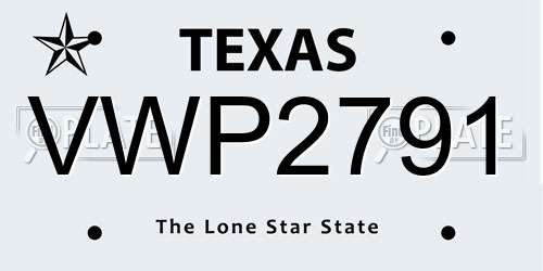 VWP2791 Texas License Plate