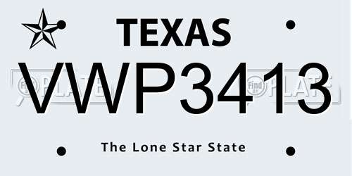 VWP3413 Texas License Plate