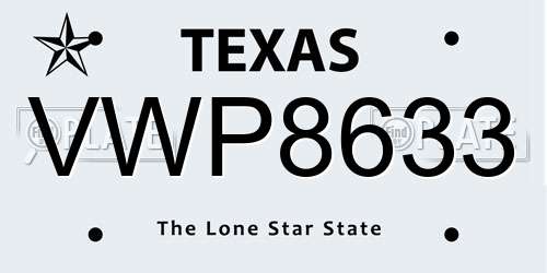 VWP8633 Texas License Plate