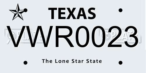 VWR0023 Texas License Plate