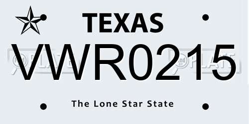 VWR0215 Texas License Plate