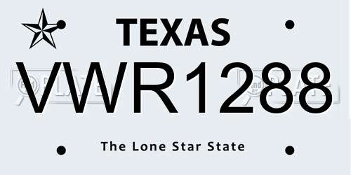 VWR1288 Texas License Plate