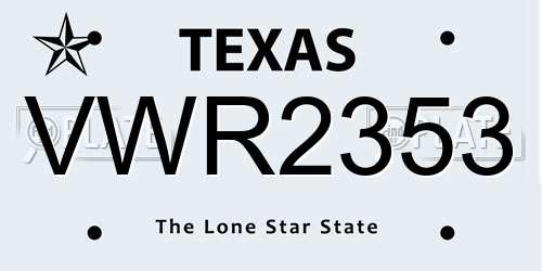 VWR2353 Texas License Plate