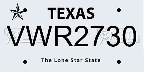 VWR2730 Texas License Plate