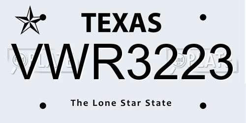 VWR3223 Texas License Plate
