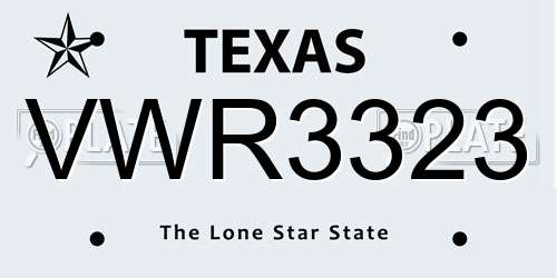 VWR3323 Texas License Plate