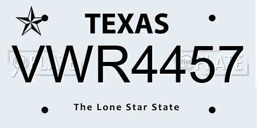 VWR4457 Texas License Plate