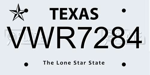 VWR7284 Texas License Plate