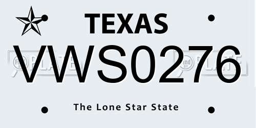 VWS0276 Texas License Plate