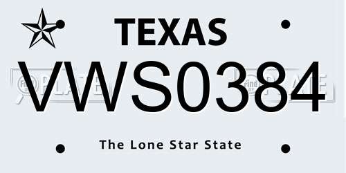 VWS0384 Texas License Plate