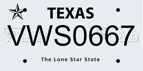 VWS0667 Texas License Plate