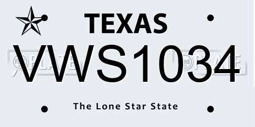 VWS1034 Texas License Plate